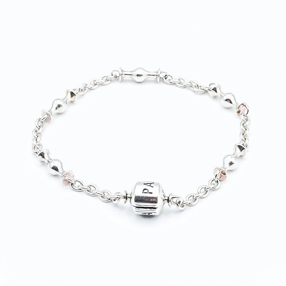 PANDORA FIVE STATION CLIP CAPTURE STERLING SILVER BRACELET WITH PANDORA CLASP - Picture 1 of 5